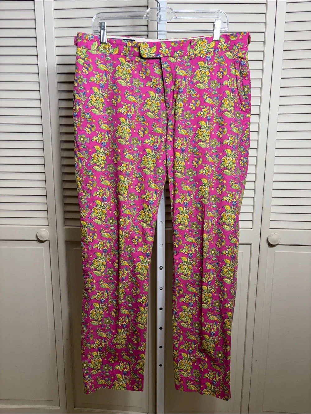 Vintage Polo by Ralph Lauren Pink Floral Straight-Leg Pants 34 x 30